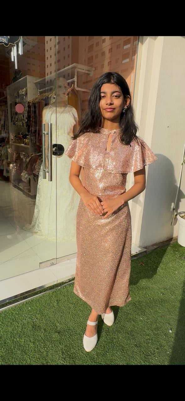 Rose gold cape frock