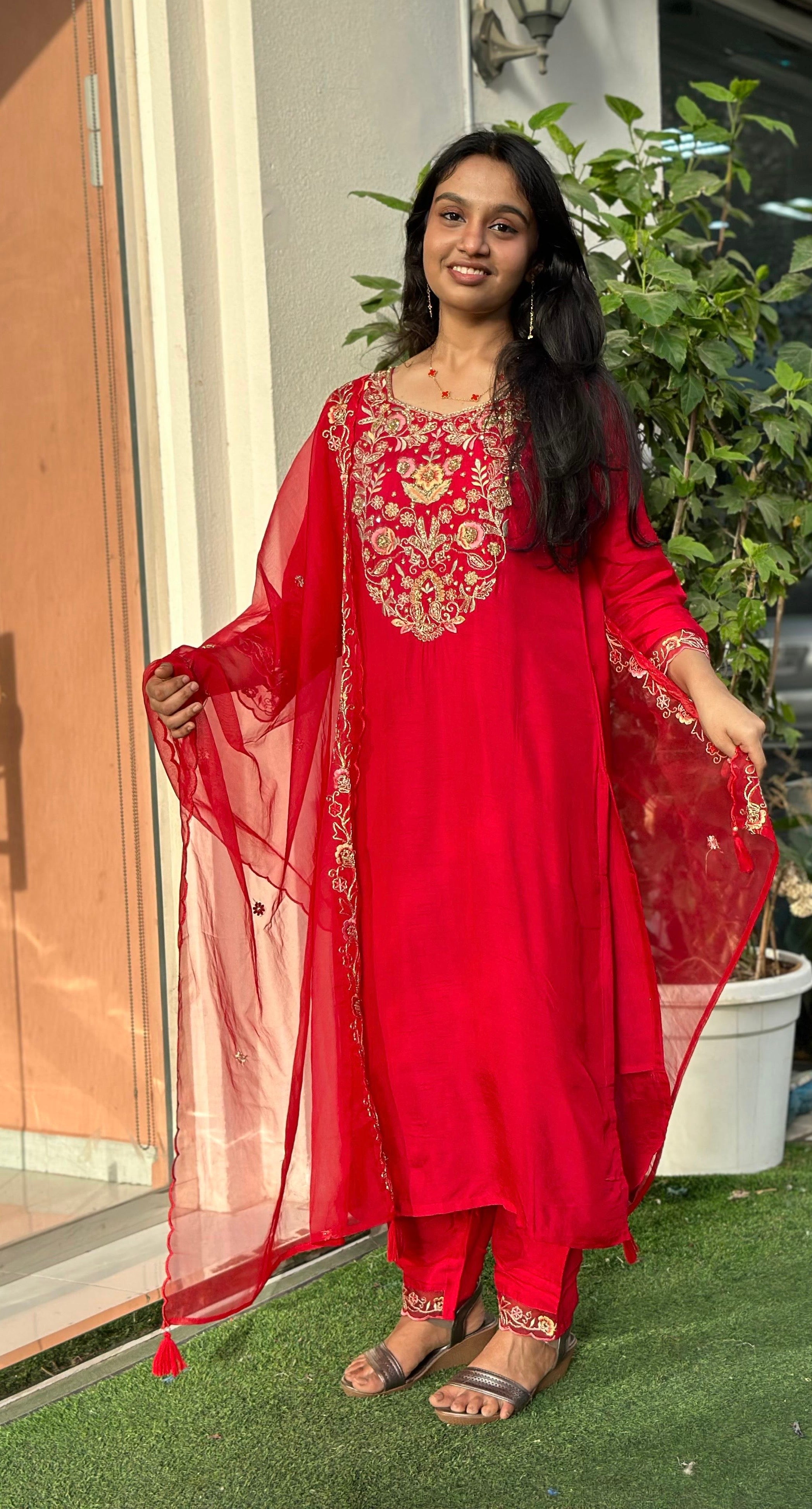 Vibrant red silk