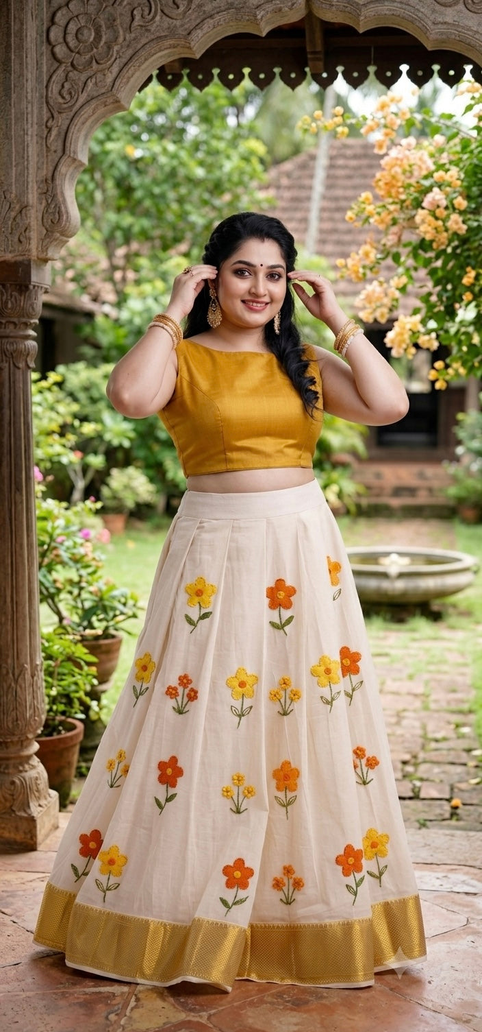 Floral full skirt and top